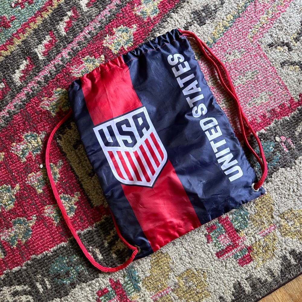 World Cup ready!! USA soccer Drawstring Bag - Red and Blue